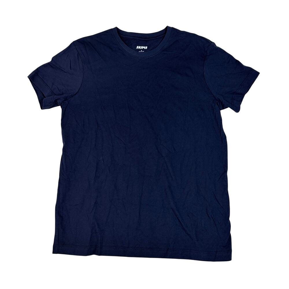 SKIMS Men's Cotton Jersey Crew Neck T-Shirt Navy Blue Size M NWT Authentic